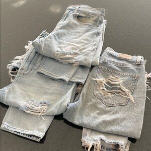 Distressed Light Blue Jeans all 3